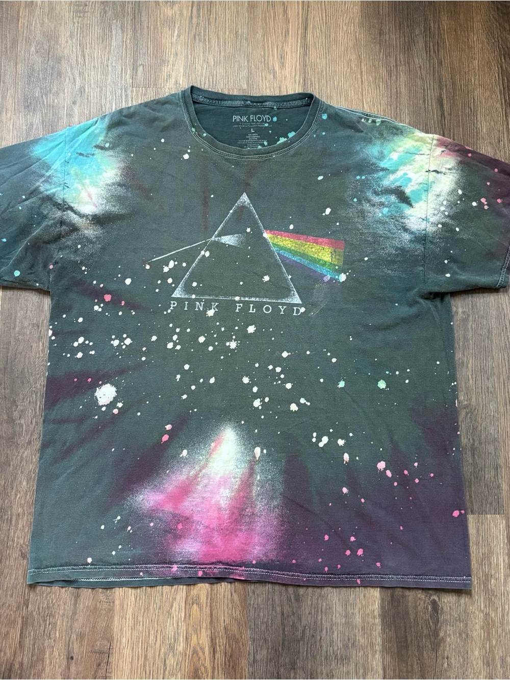 Pink Floyd Black Tie Dye Tee Dark Side of the Moon Band Graphic Tee shirt